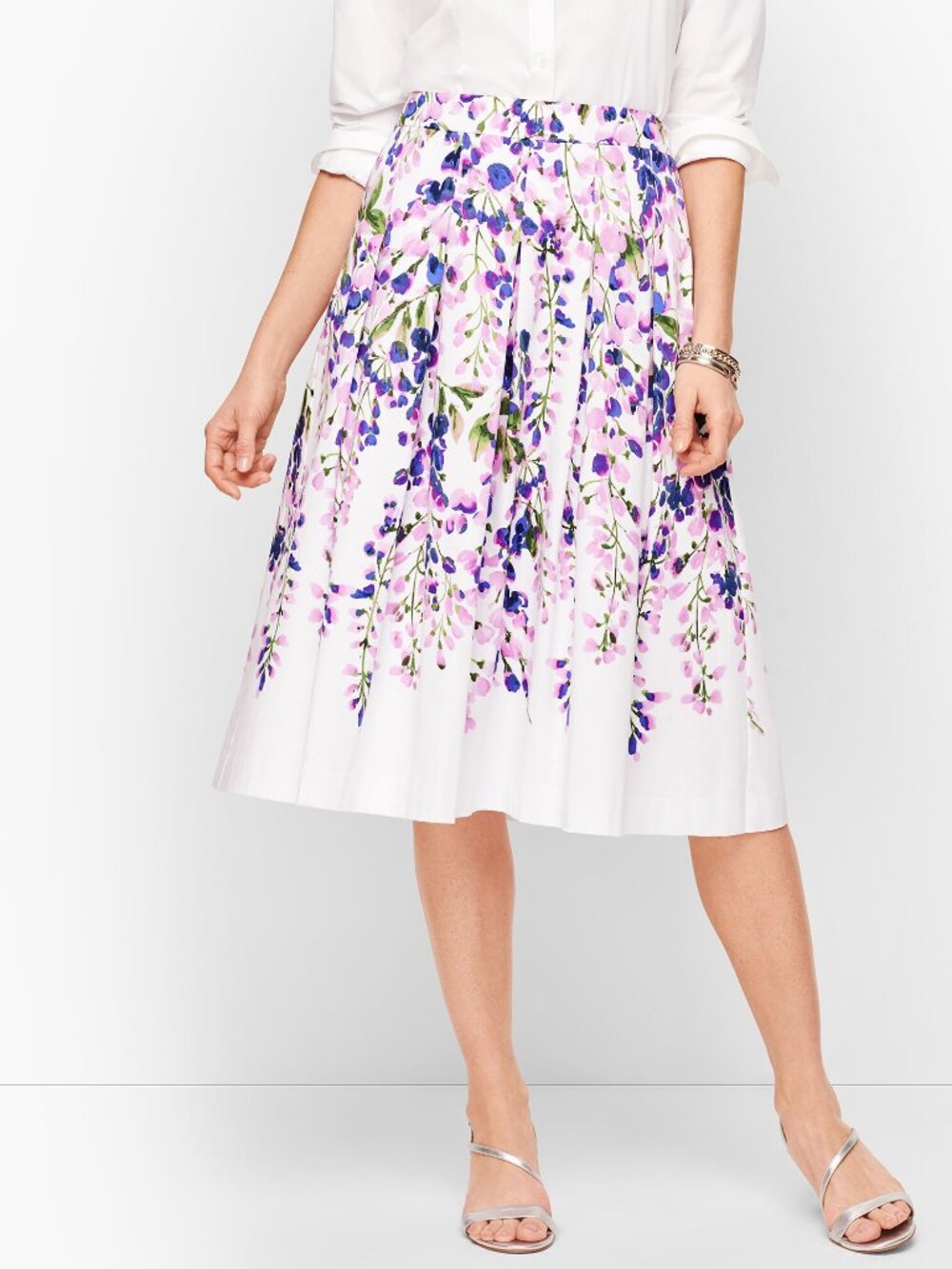 Talbots White Wisteria Print Skirt